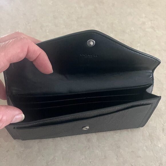 Coach Star Studded Metallic Graphite Envelope Wallet  *NEW* - Picture 4 of 4